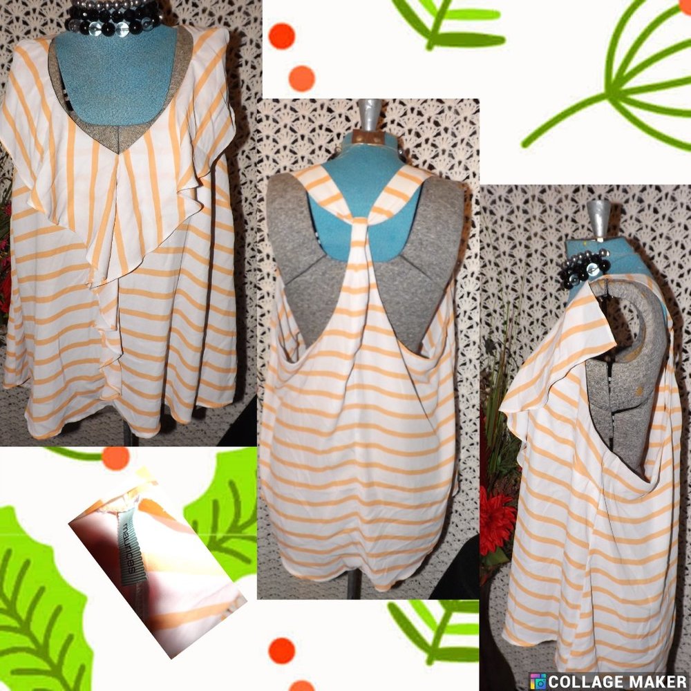 Maurice's Peach Orange and White Stripped Razor Back Top